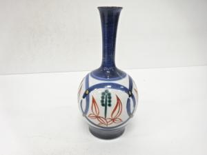 九谷焼　松本佐一造　色絵　花　花瓶